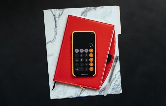 Calculator on a notepad