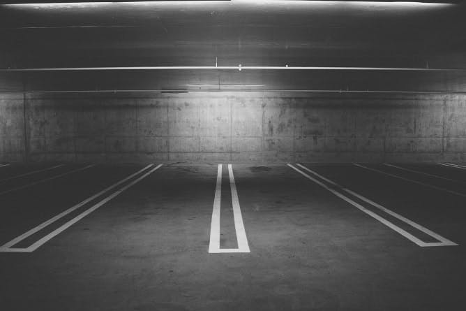 an empty car parking bay