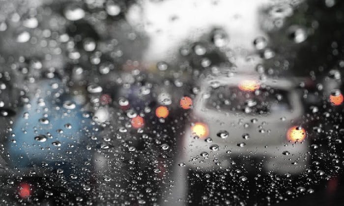 Rain drops on a car window