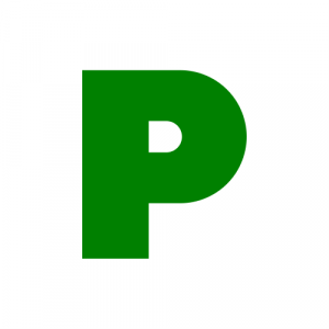 A p-plate, indicating that a driver has recently passed their driving test