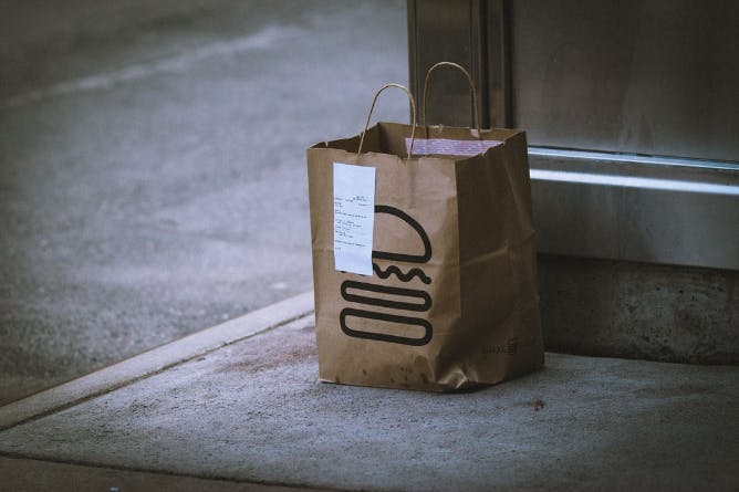 Photograph of a food delivery on doorstep