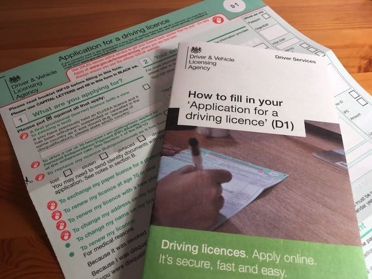 D1 provisional licence application form