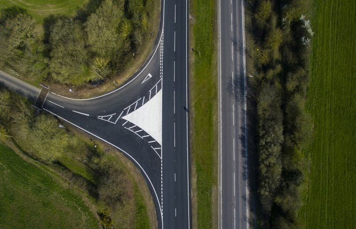 Aerial shot of a junction