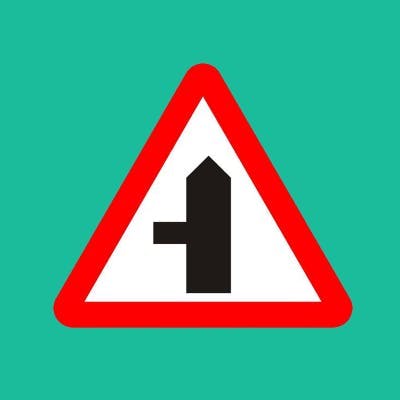 Left side road ahead sign