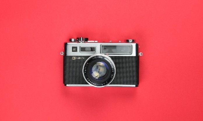camera on red background