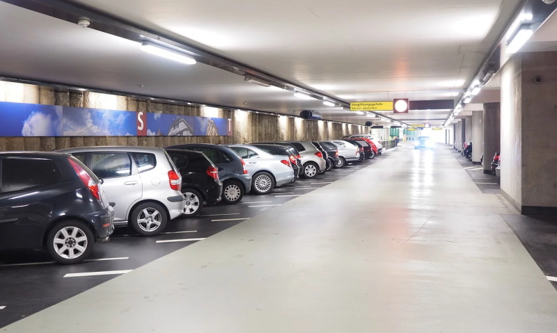 Cars parked in an indoor car park