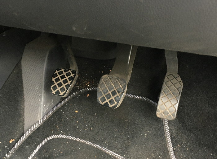 Close up of car foot pedals