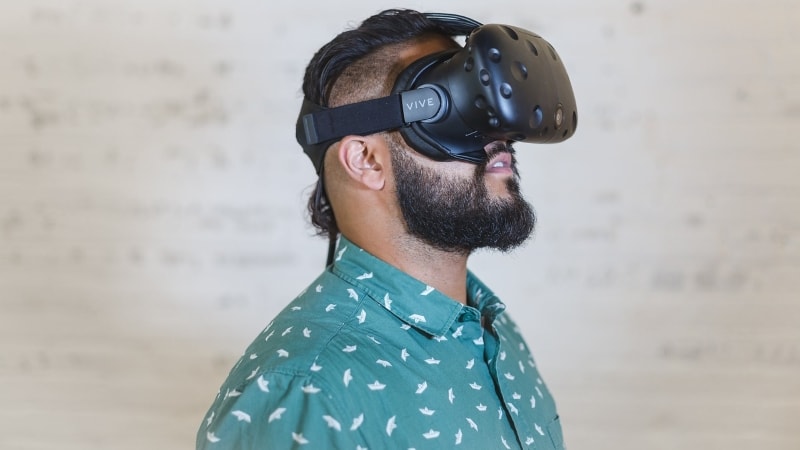 Man wearing a VR headset.