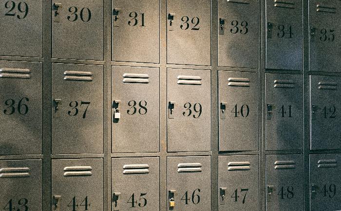 Rows of lockers with numbers on