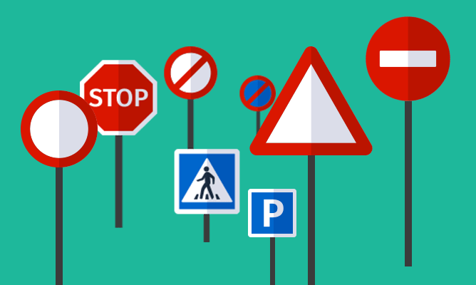 An illustration of some traffic signs.